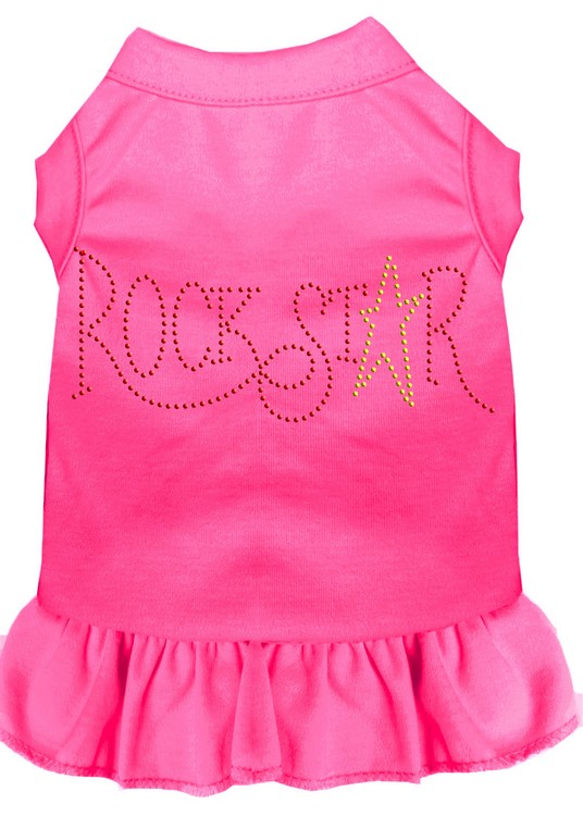 Rhinestone RockStar Dress Bright Pink XS